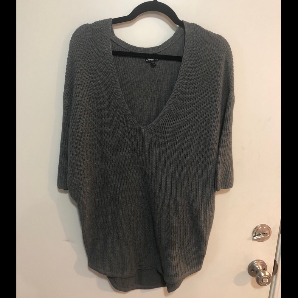 express | grey quarter sleeve  women’s sweater